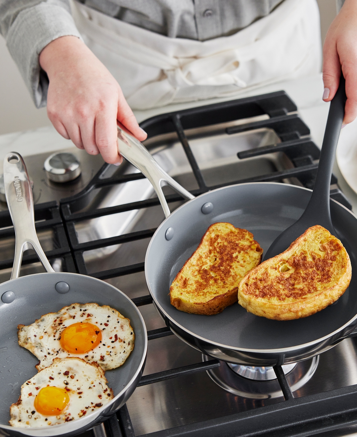 Greenpan Valencia Pro Stainless Steel 8" & 10" Open Frypan Set In Stainless Steel