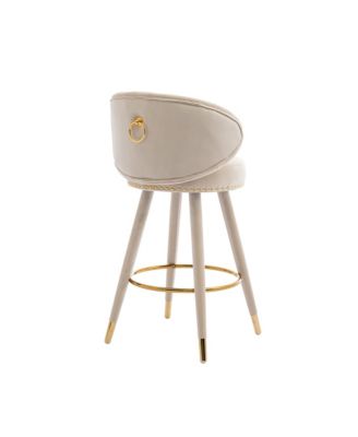 360° Swivel Tall Counter Height Stools Set of 2 with Solid Wood Legs for Kitchen Island -The Pop Home