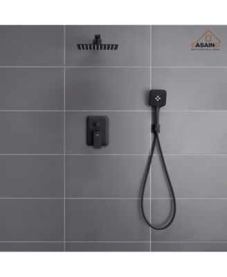 10 Inch Wall Mounted Square Shower System Set with Handheld Spray