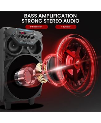 8” Bluetooth Portable PA Speaker with Wireless Microphones, Party Lights & Tablet Stand