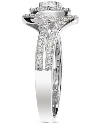 Diamond Swirl Halo Engagement Ring (1-3/8 ct. t.w.) in 14k White Gold