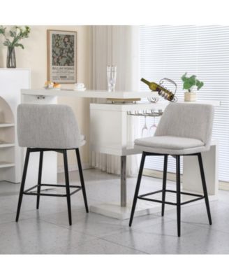  Set of 2  Upholstered, Metal Legs   25.6", 360° Swivel  Counter Height Stools