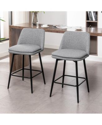  Set of 2  Upholstered, Metal Legs   25.6", 360° Swivel  Counter Height Stools