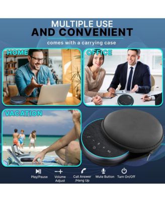 Portable Conference Speakerphone - Wireless Bluetooth Streaming with USB-C, AUX Cable, and Omni-Directional Microphone