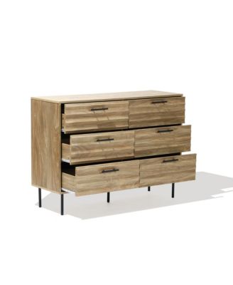 Mid-Century Modern Wave 6-Drawer 47.2-Inch Wide Dresser