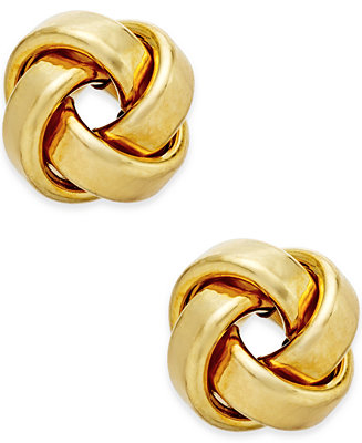 MILLA 14k Yellow Gold And White GoldPolished Love Knot Stud Earrings