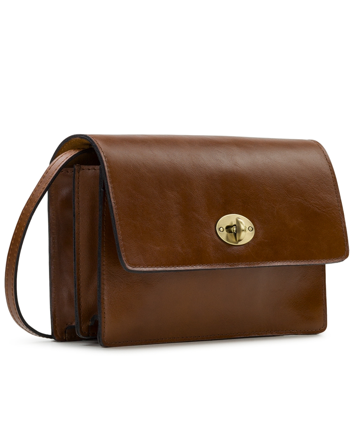 Shop Patricia Nash Livana Small Vintage Distressed Leather Crossbody Bag In Cognac