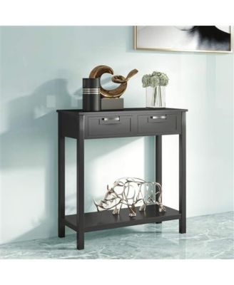 Modern Entryway Accent Table with 2 Drawers for Sofa or Storage