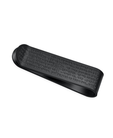 Мужские аксессуары Bling Jewelry Religious Mantra Quote Lords Prayer Cross Black Money Clip Card Holder Father Stainless Steel