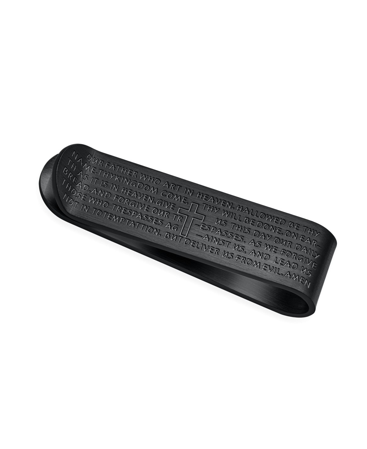 Мужские аксессуары Bling Jewelry Religious Mantra Quote Lords Prayer Cross Black Money Clip Card Holder Father Stainless Steel — фото 1
