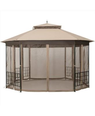 Octagon Canopy Gazebo with Mosquito Net Sidewalls for Patio and Backyard