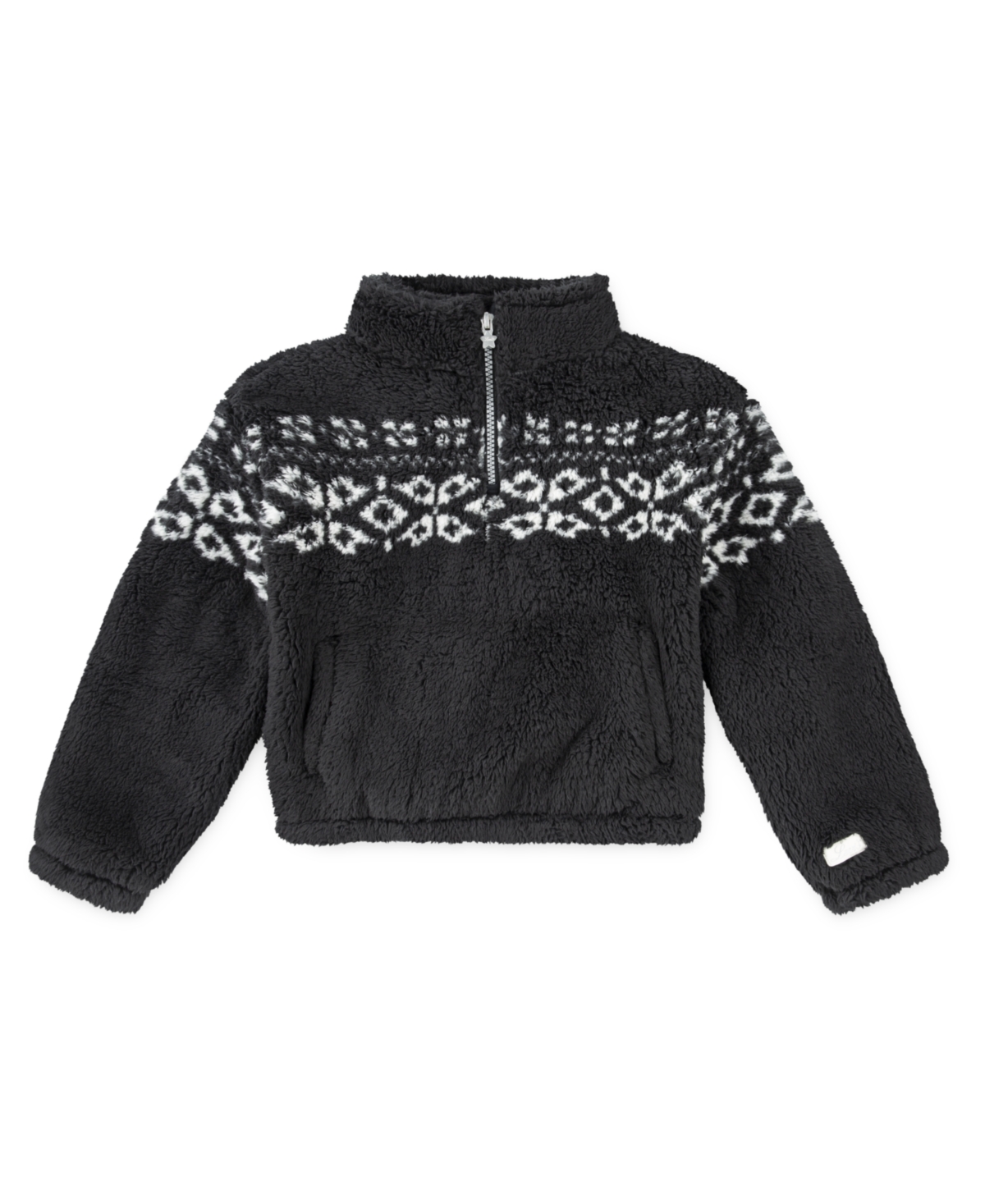 Shop Levi's Little Girls Meet And Greet Sherpa Half-zip Sweatshirt In Jet Black