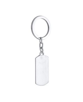 Guardian Angel Wing Feather Dog Tag Keychain Key Ring Holder Men Women Oxidized Stainless Steel