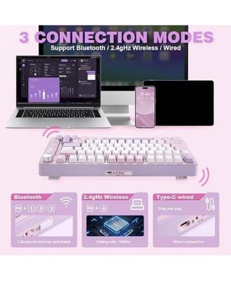 B75 PRO Wireless Mechanical Keyboard,75% Gaming Keyboard Gasket Hot Swap Custom Keyboard with Knob,Pre-lubed Switches RGB,Bluetooth/Type-C/2.4G Creamy Keyboard