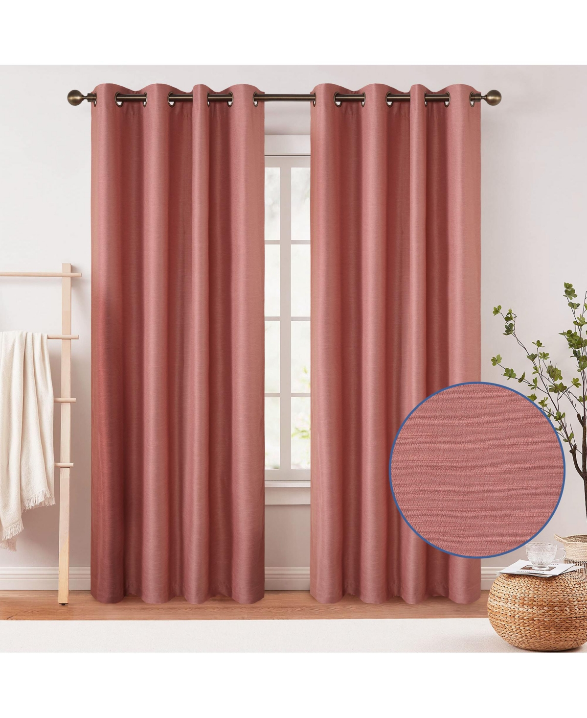 Texture Room Darkening Grommet Curtains Pair, 52"X108" - Dark grey