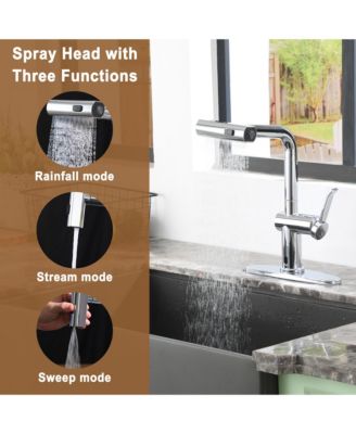 Single Handle Pull Out Kitchen Faucet with Touchless Sensor With Three-function Mode Sprayer