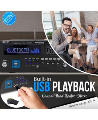 6-Channel Bluetooth Home Theater Amplifier - Built-in Cooling Fan, Radio Antenna, BT/FM/Optical/Coaxial/HDMI & Dual 10 Band EQ, 2000W Peak Power