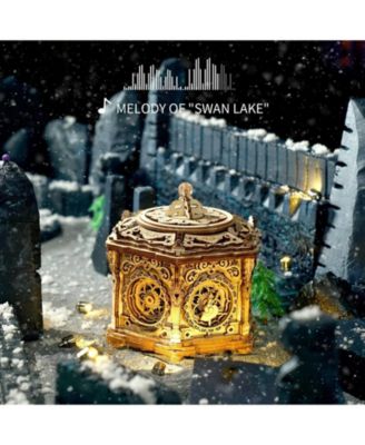 3D Wooden Puzzles Delicate Box, DIY Model Kits, Romantic Gift Toy, Beige, 5.3"5.3"5.5