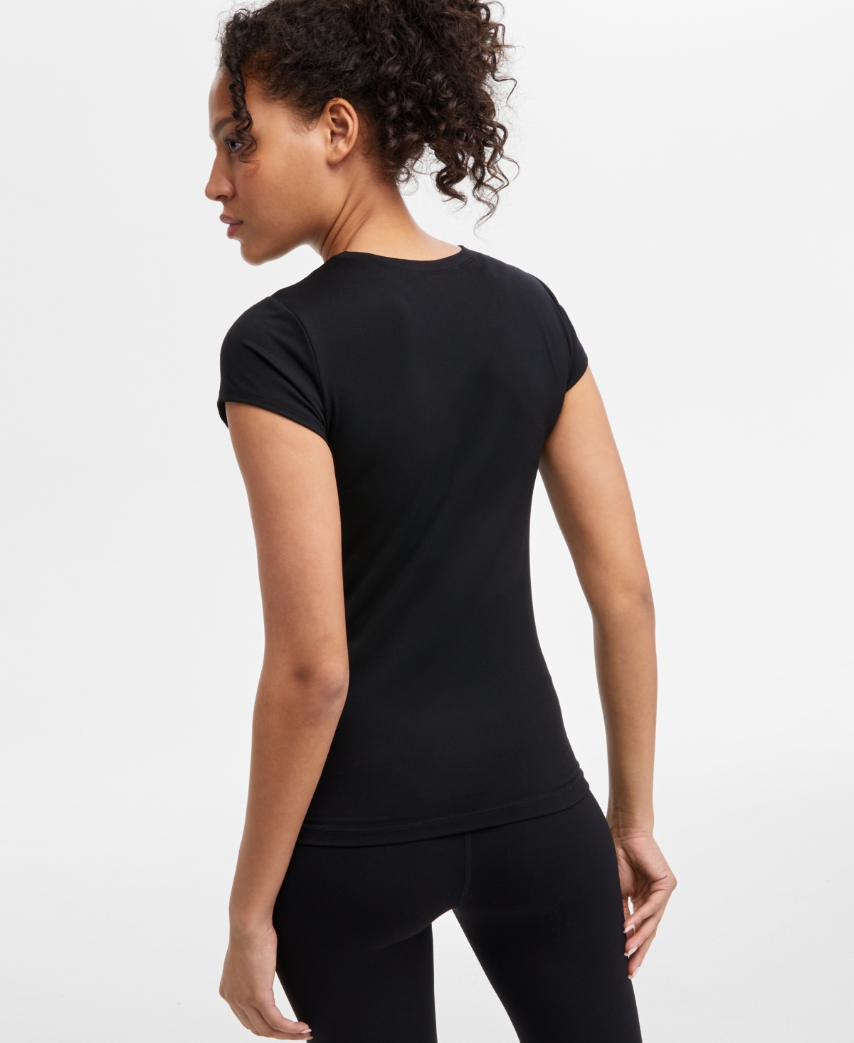 Id Ideology Women's Soft Short-sleeve Top, Exclusively At Macy's In Deep Black