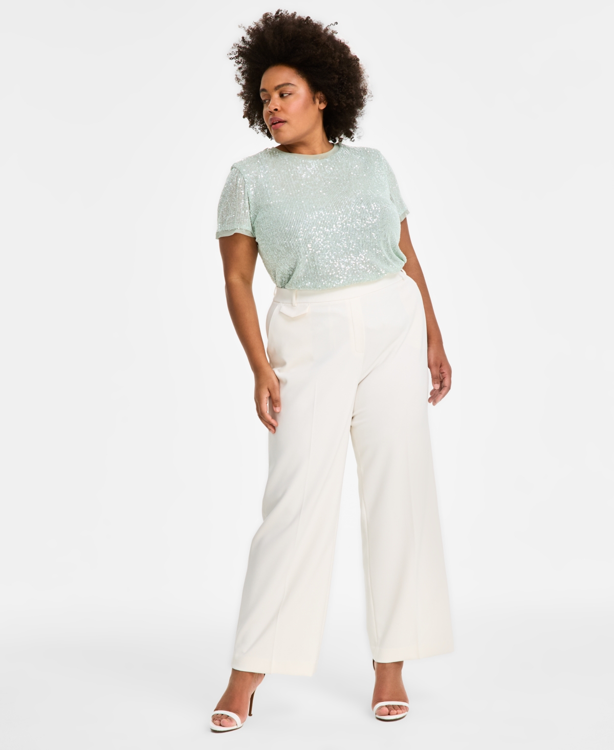 ANNE KLEIN PLUS SIZE PULL-ON WIDE-LEG TAILORED PANTS 