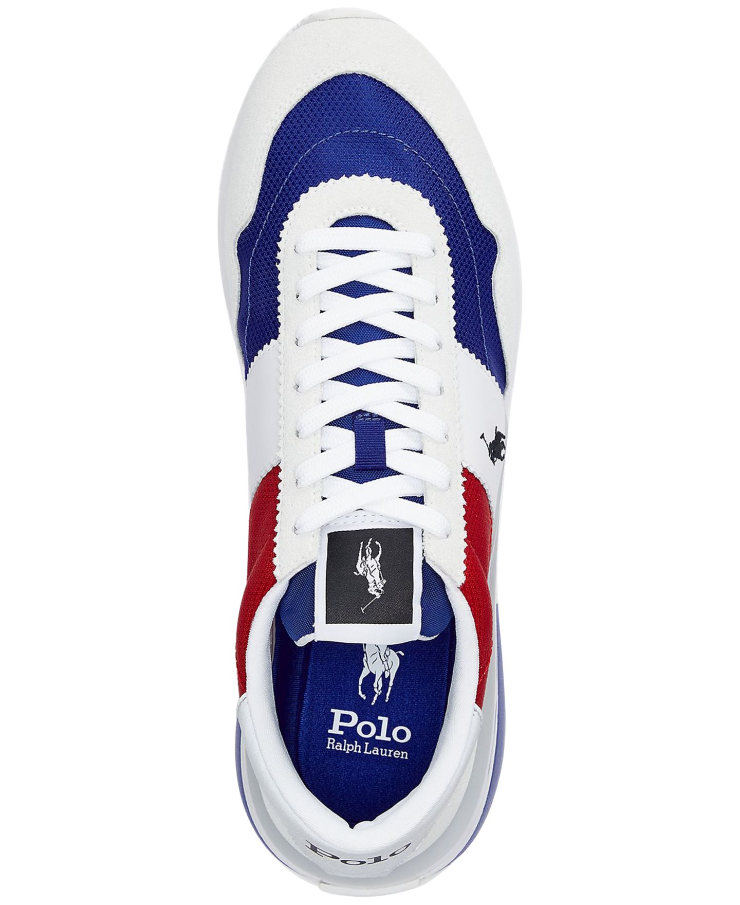 Мужские кроссовки Polo Ralph Lauren Train 89 из замши и оксфорд-ткани, цвет: Красный / Королевский синий — фото 4