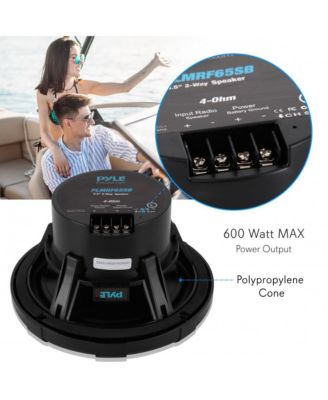 6.5" Waterproof Rated Marine Speakers with Wireless RF Streaming Support (Supplemental Speakers for Model: 'PLMRF65MB')