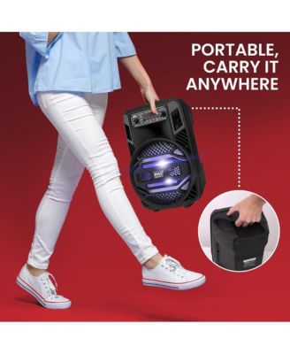 Portable Bluetooth PA Speaker System - 300W Rechargeable Outdoor Bluetooth Speaker Portable PA System w/ 8” Subwoofer 1” Tweeter, Microphone In, Party Lights, MP3/USB, Radio, Remote -PPHP835B