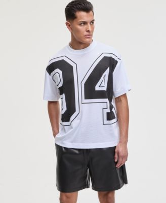 Mode of One - Men's Oversized-Fit Mesh Graphic T-Shirt