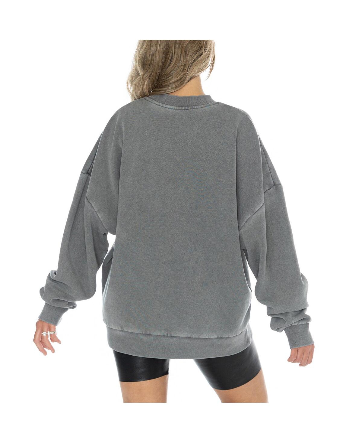 GAMEDAY COUTURE WOMEN'S GRAY BUFFALO BILLS VINTAGE WASH OVERSIZED CREWNECK FLEECE PULLOVER 