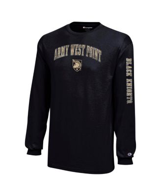 Big Boys and Girls Black Army Black Knights Distressed Arch Over Logo Long Sleeve T-Shirt