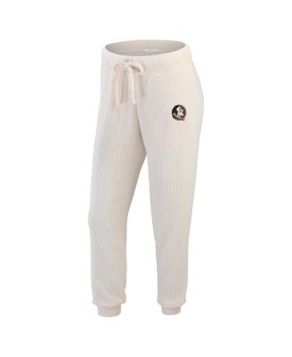 Women's Cream Florida State Seminoles Rib-Knit Long Sleeve T-Shirt Pants Lounge Set