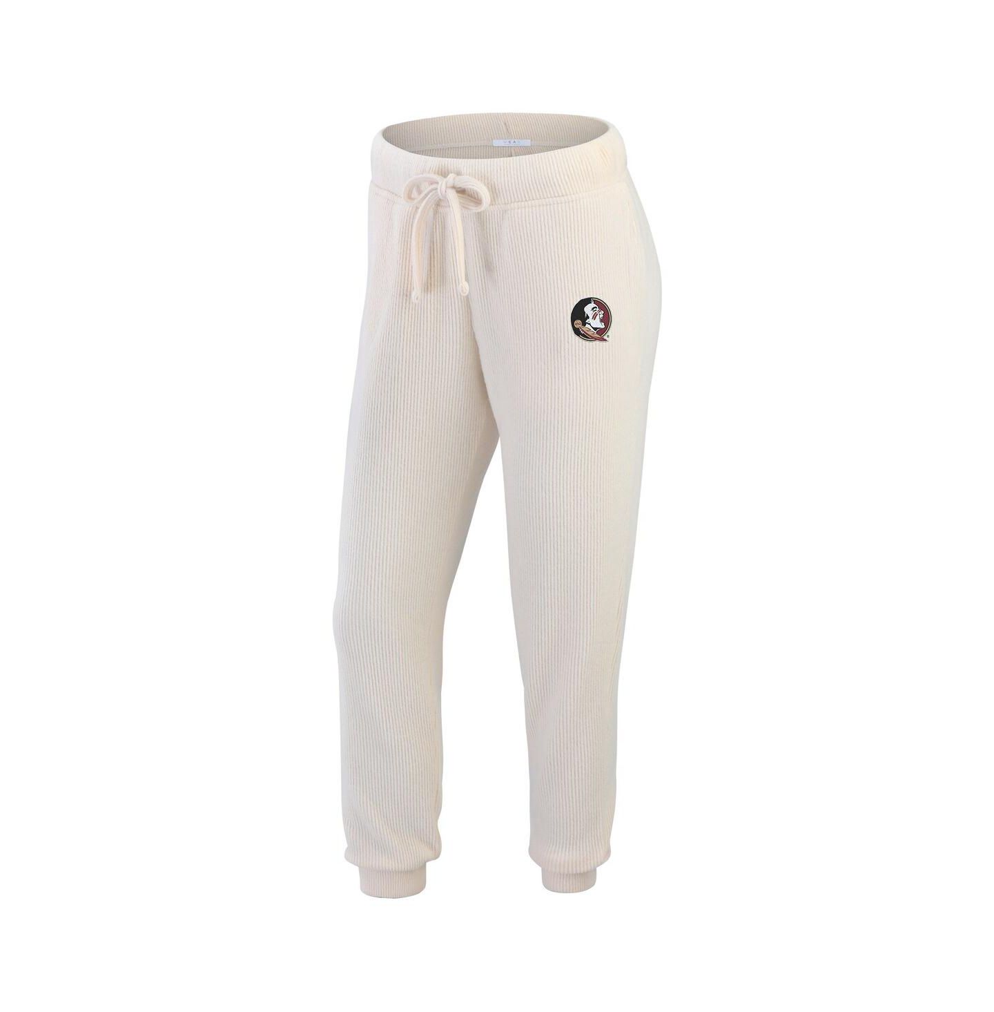Женские брюки WEAR by Erin Andrews Cream Florida State Seminoles Rib-Knit Long Sleeve T-Shirt Pants Lounge Set — фото 2