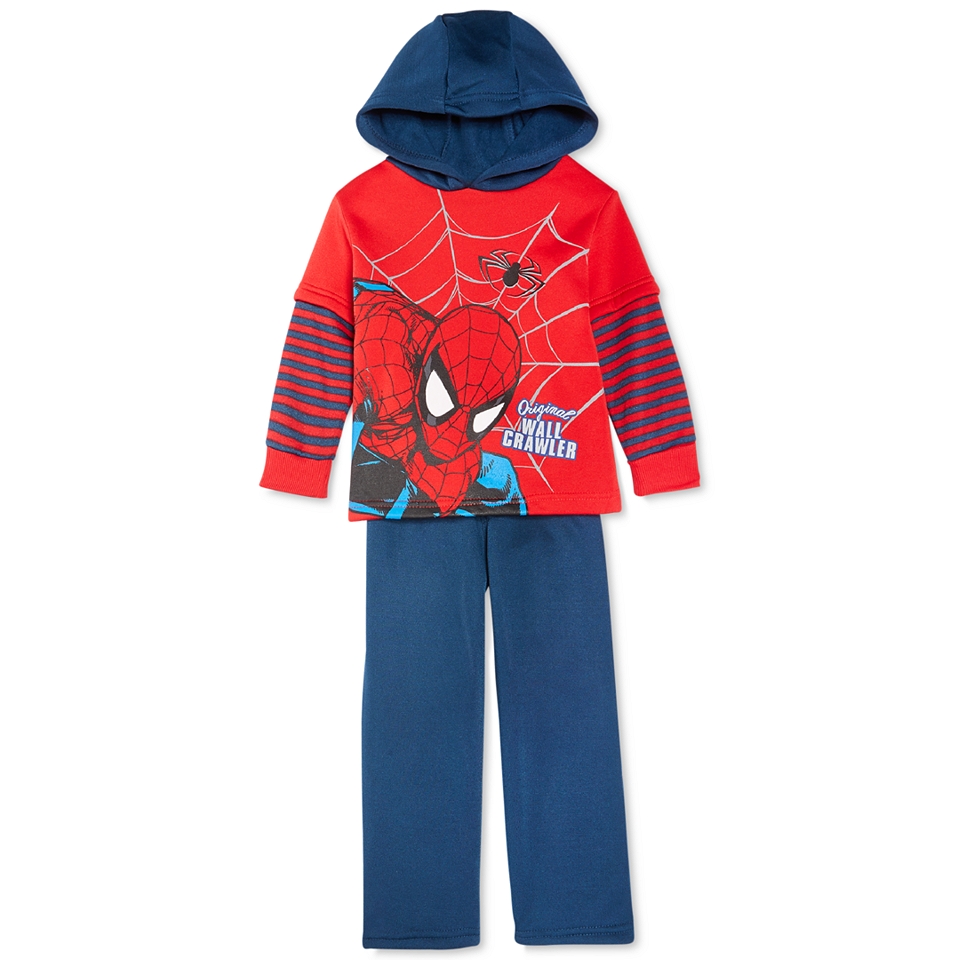 Nannette Little Boys 2 Piece Spider Man Layered Look Hoodie & Pants