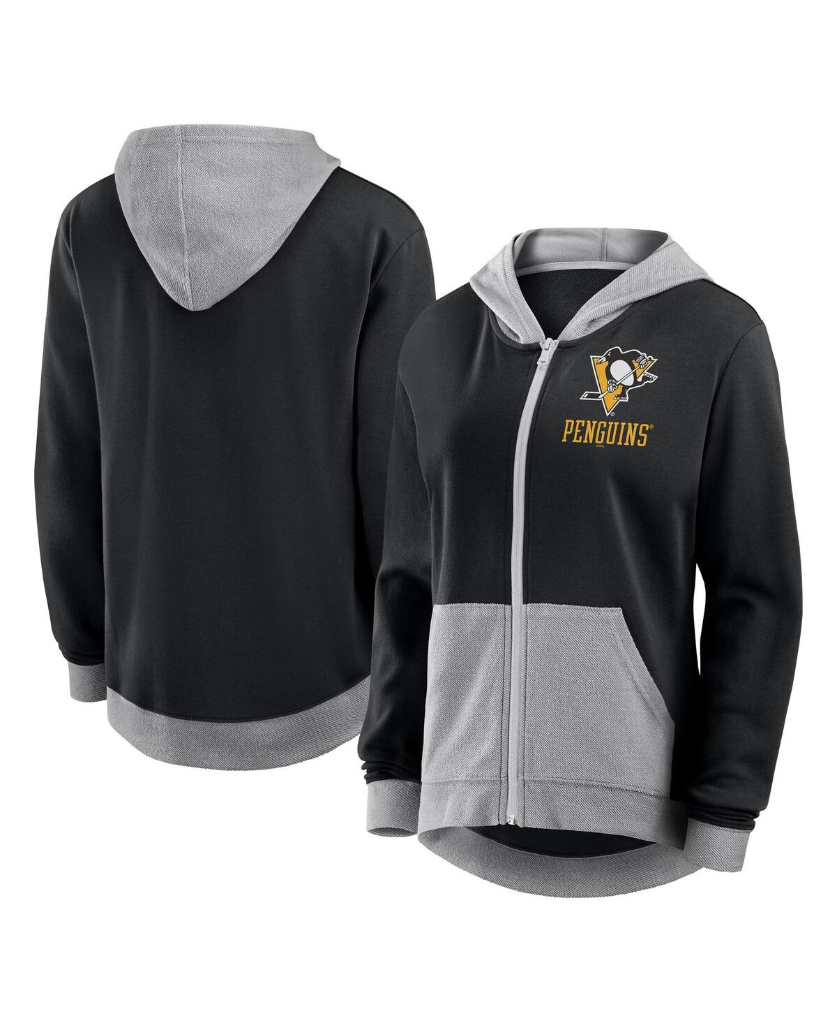 Women's Black Pittsburgh Penguins Hit It French Terry Full-Zip Hoodie - Black