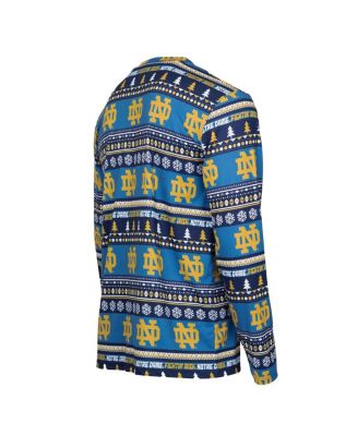 Men's Navy Notre Dame Fighting Irish Swivel Long Sleeve T-Shirt Pants Sleep Set
