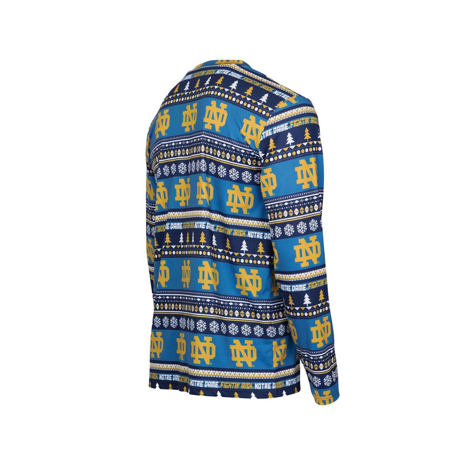 Men's Navy Notre Dame Fighting Irish Swivel Long Sleeve T-Shirt Pants Sleep Set