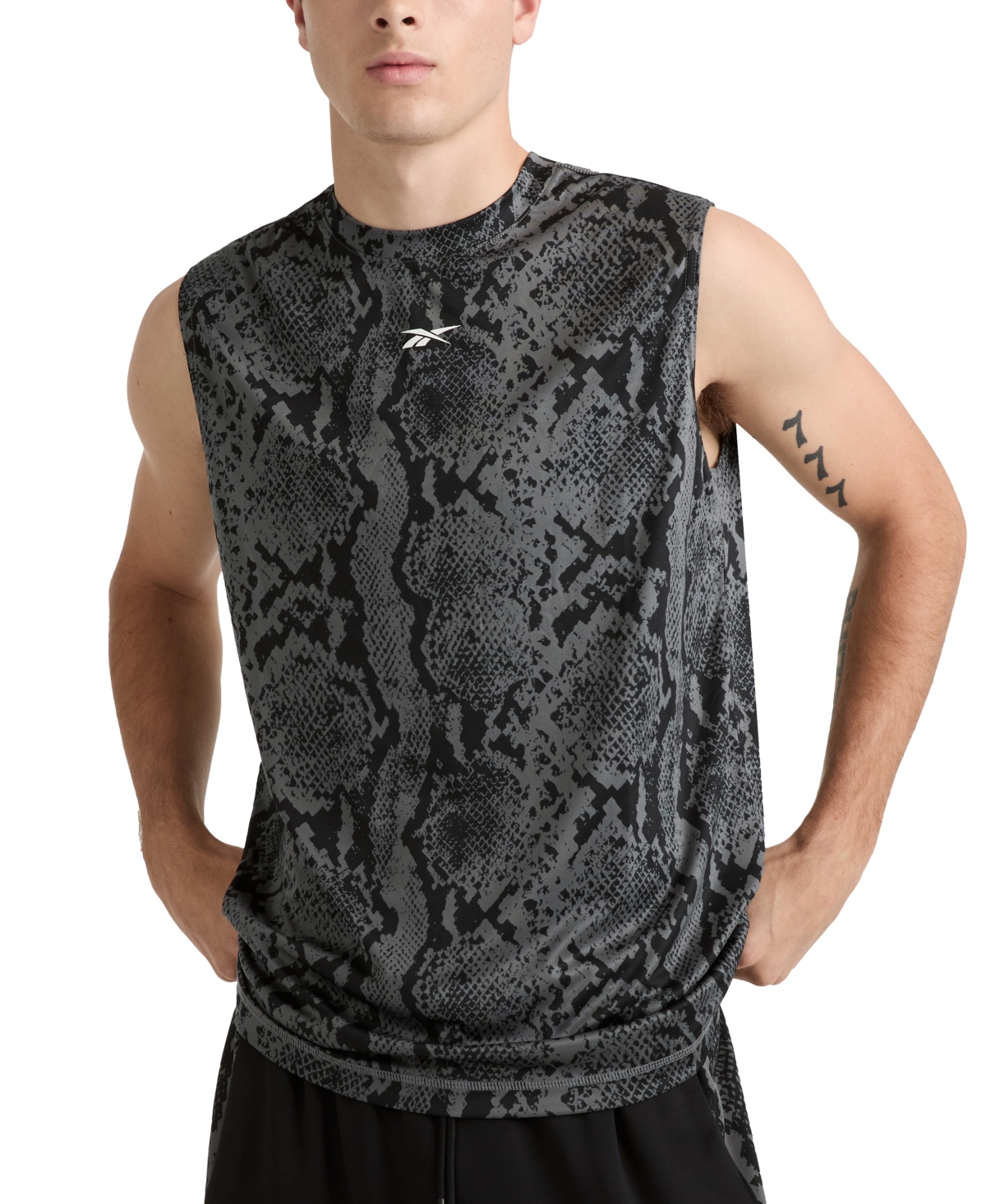 Men's Snake Aop Train Sleeveless T-Shirt - Black/gry