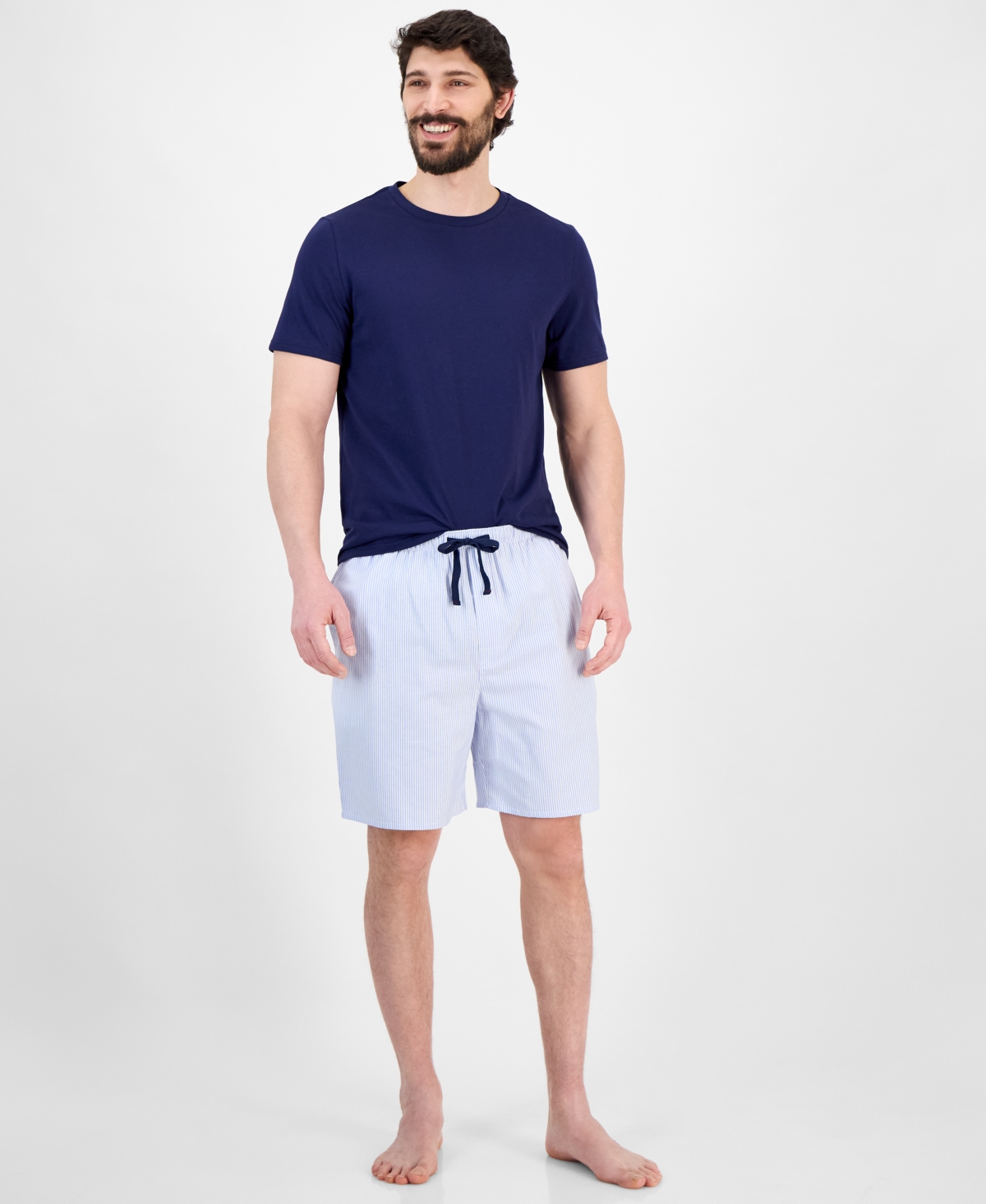Men's Stripe Pajama Set, Exclusively at Macy's - Blue/White