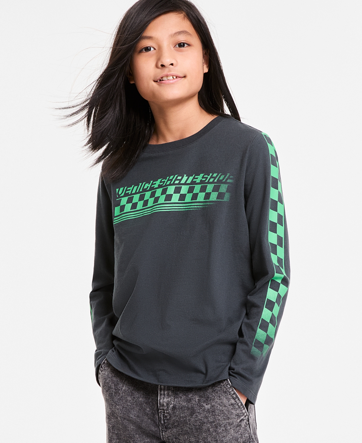 Macy's Epic Threads Little & Big Boys Long-sleeve Venice Skate Shop Graphic T-shirt, Exclusively At  In Grey Jewel
