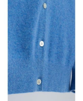 Women's 100% Cashmere Button Front Long Sleeve Crewneck Cardigan Sweater