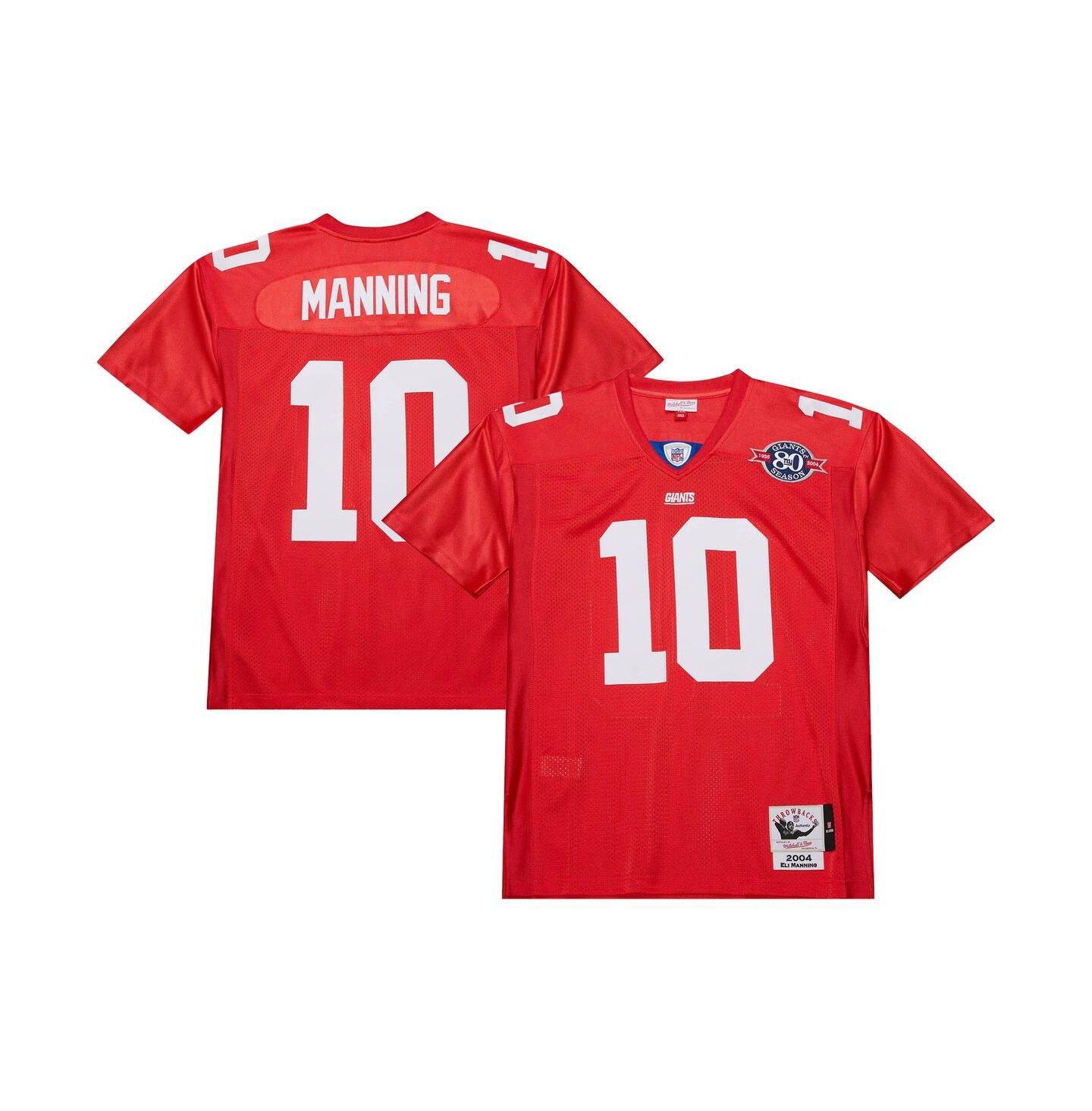 Мужской топ Mitchell & Ness Eli Manning Red New York Giants 2004 Authentic Throwback Retired Player Jersey — фото 1
