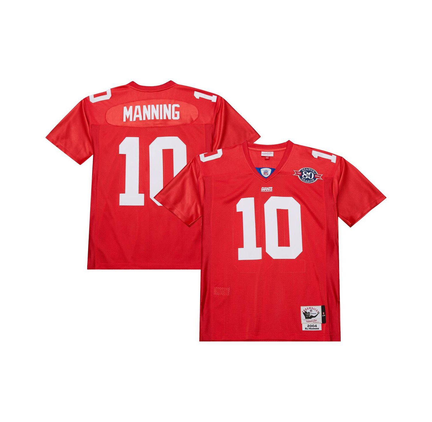 Men's Eli Manning Red New York Giants 2004 Authentic Throwback Retired Player Jersey