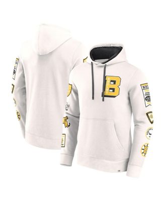 Fanatics - Men's White Boston Bruins Vintage Letterman Pullover Hoodie