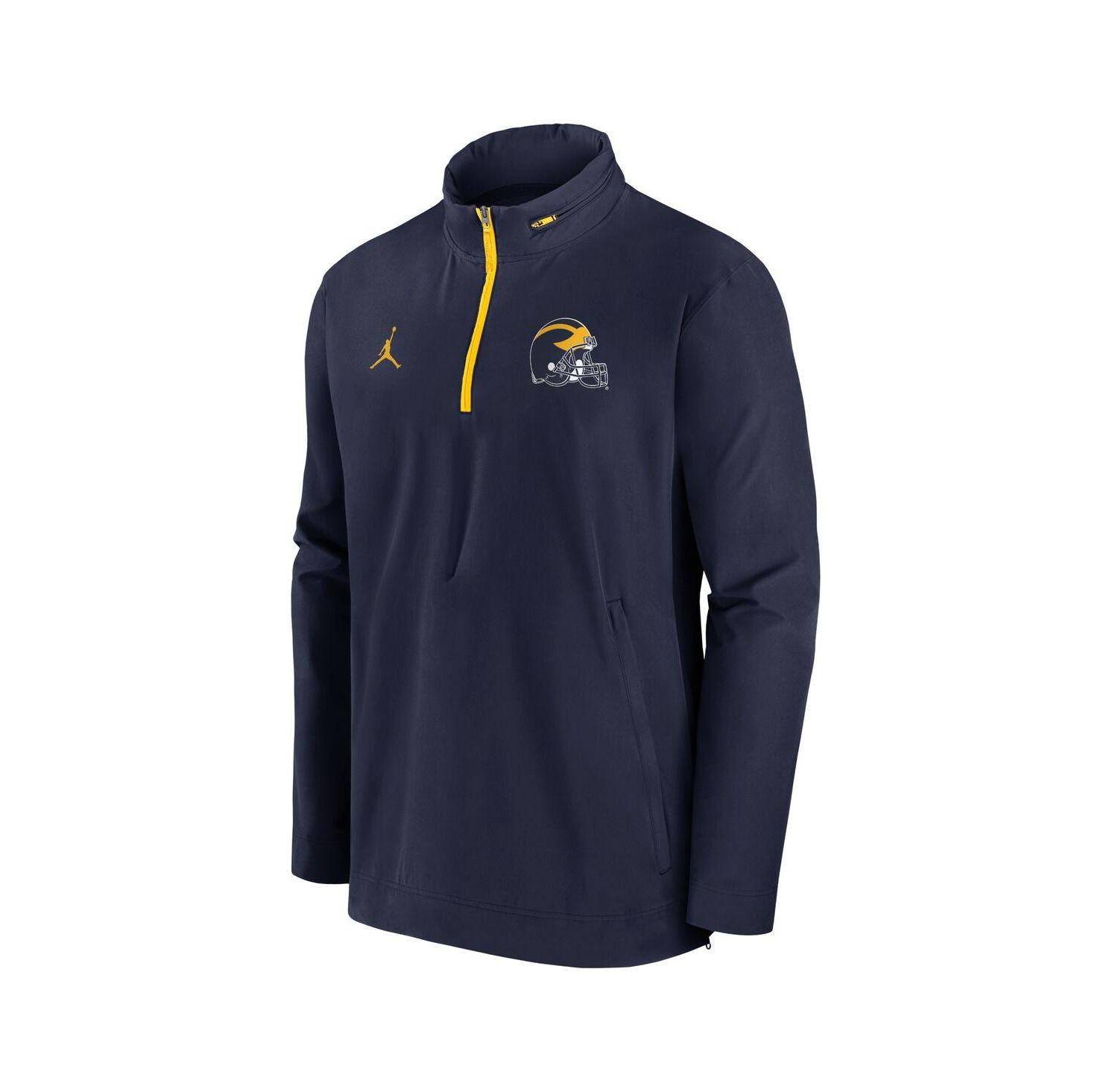 Men's Navy Michigan Wolverines Sideline Coaches Quarter-Zip Jacket