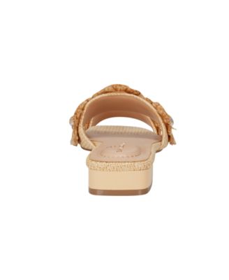 Women's Marcell Flower Raffia Flat Slide Sandals