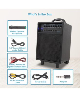 Wireless Portable Bluetooth PA Speaker System with Rechargeable Battery, 400W, LED Lights, and 1/4" Mic Inputs