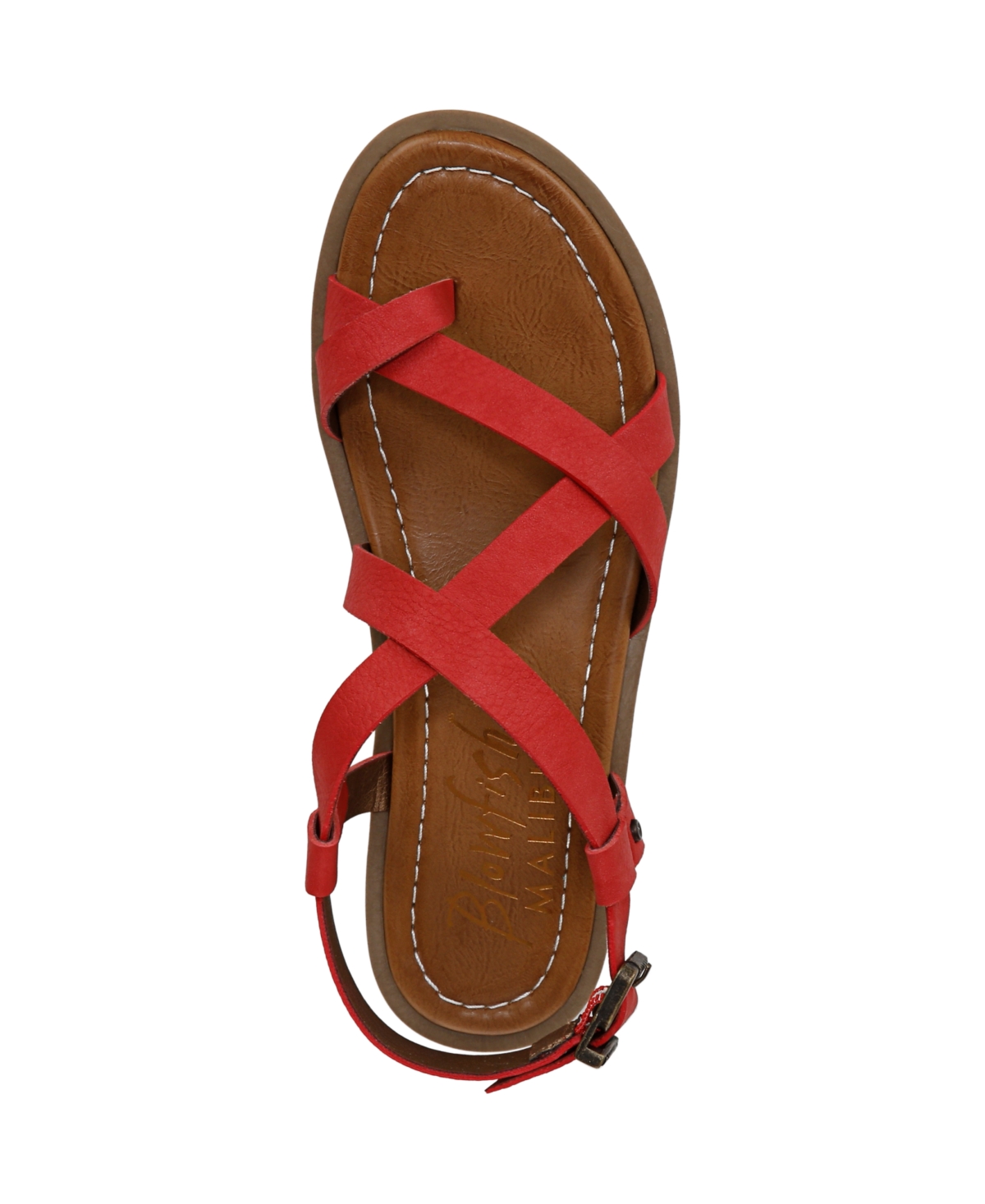 Shop Blowfish Malibu Women's Devon 3 Toe Loop Strappy Flat Sandals In Red Faux Nubuck