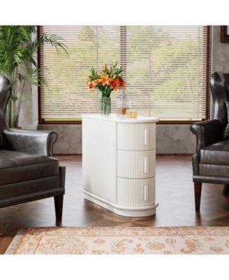 Wood 3-Drawer End Table with Finished Back, No Assembly Required