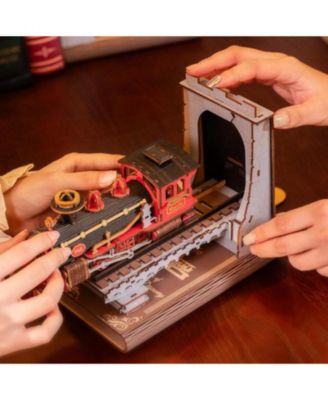 3D Puzzles for Adults DIY Book Nook Kit Decorative Bookends 6.5" Model Building Kit Crafts for Adults Gifts, Red, 12.36"9.09"1.57"