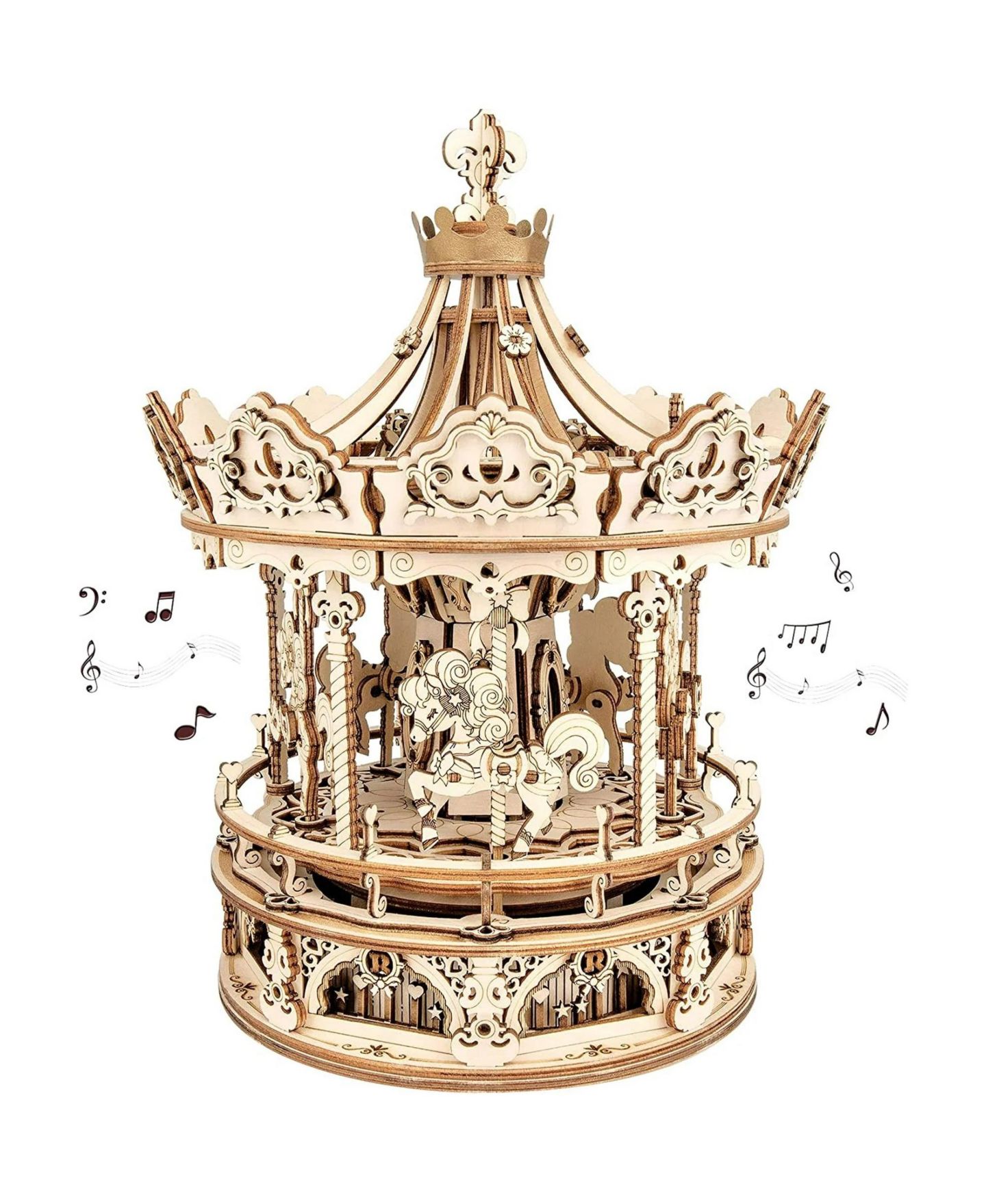 Детские конструкторы Robotime Carousel Music Box 336-Piece 3D Puzzle, Ages 14+ — фото 1
